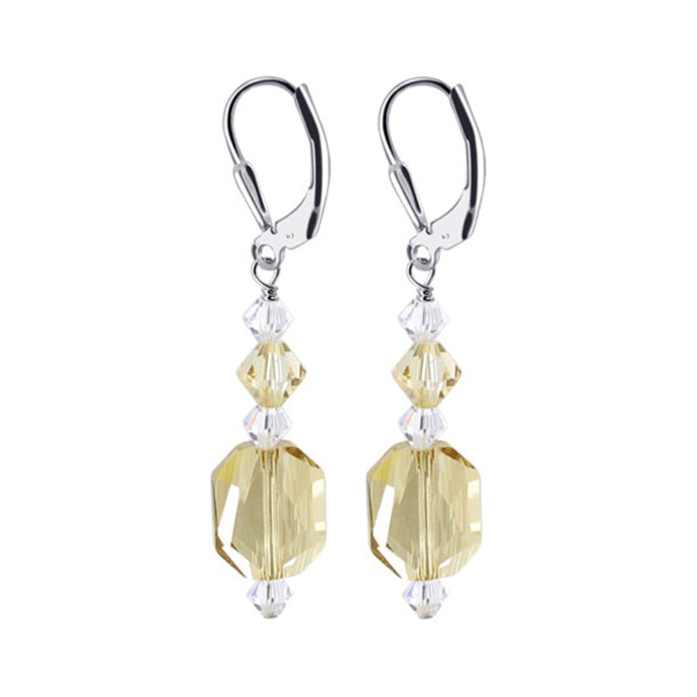 Handmade 925 Sterling Silver Austrian Crystal Dangle Earrings