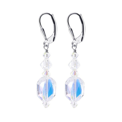 Handmade 925 Sterling Silver Austrian Crystal Dangle Earrings