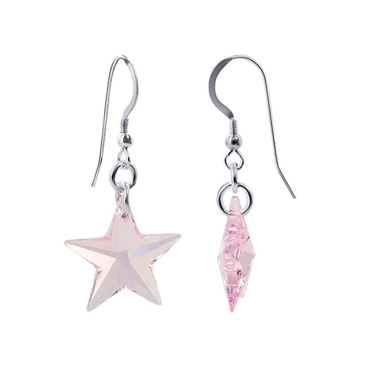 Handmade .925 Sterling Silver Drop Earrings with Star Austrian Crystal