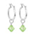 .925 Sterling Silver Hoop Drop Earrings with Austrian Crystals in 6 Colors