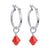 .925 Sterling Silver Hoop Drop Earrings with Austrian Crystals in 6 Colors