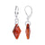 Handmade 925 Sterling Silver Drop Earrings with Diamond Shape Austrian Crystal