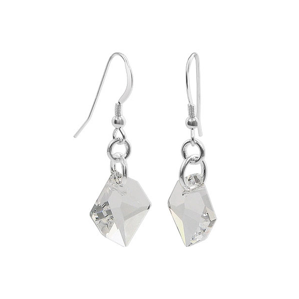 Handmade 925 Sterling Silver Drop Earrings with Cosmic Cut Austrian Crystal