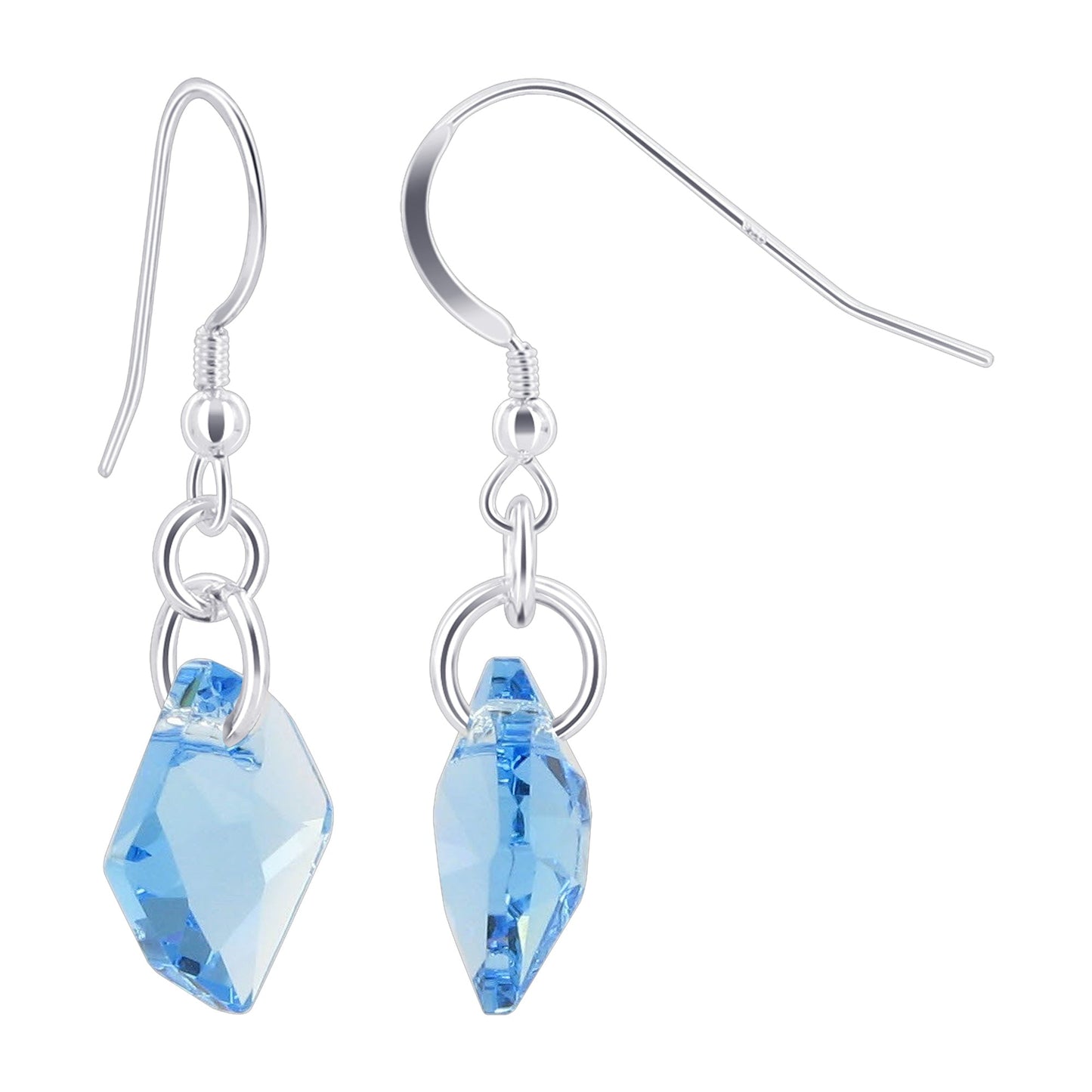 Handmade 925 Sterling Silver Drop Earrings with Cosmic Cut Austrian Crystal