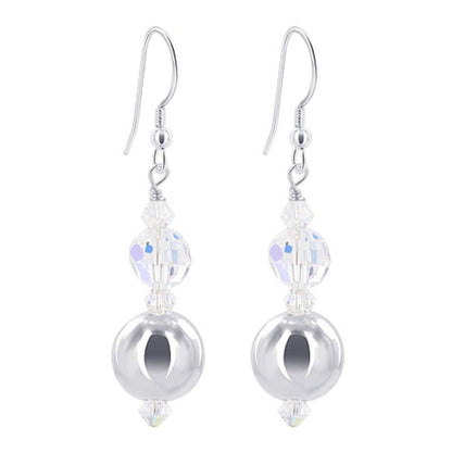Ball Clear AB Austrian Crystals 925 Sterling Silver Drop Earrings - Gem Avenue