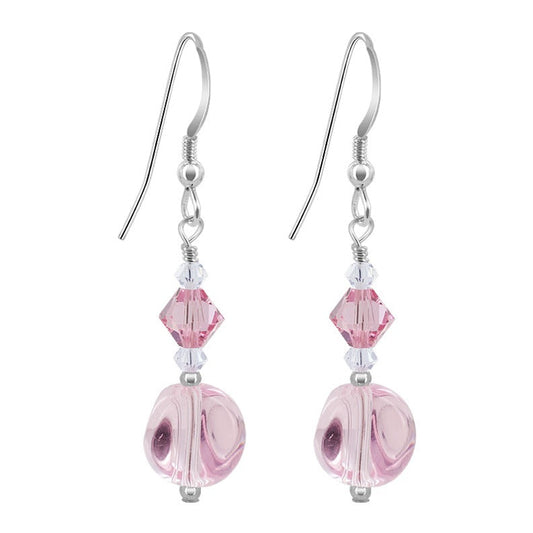 Rose Clear Austrian Crystals 925 Sterling Silver Hook Drop Earrings - Gem Avenue