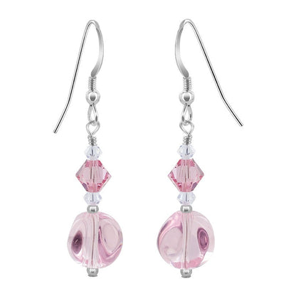 Rose Clear Austrian Crystals 925 Sterling Silver Hook Drop Earrings - Gem Avenue