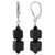 Handmade 925 Sterling Silver Drop Earrings with Cat's Eye Cube and Austrian Crystals Leverback