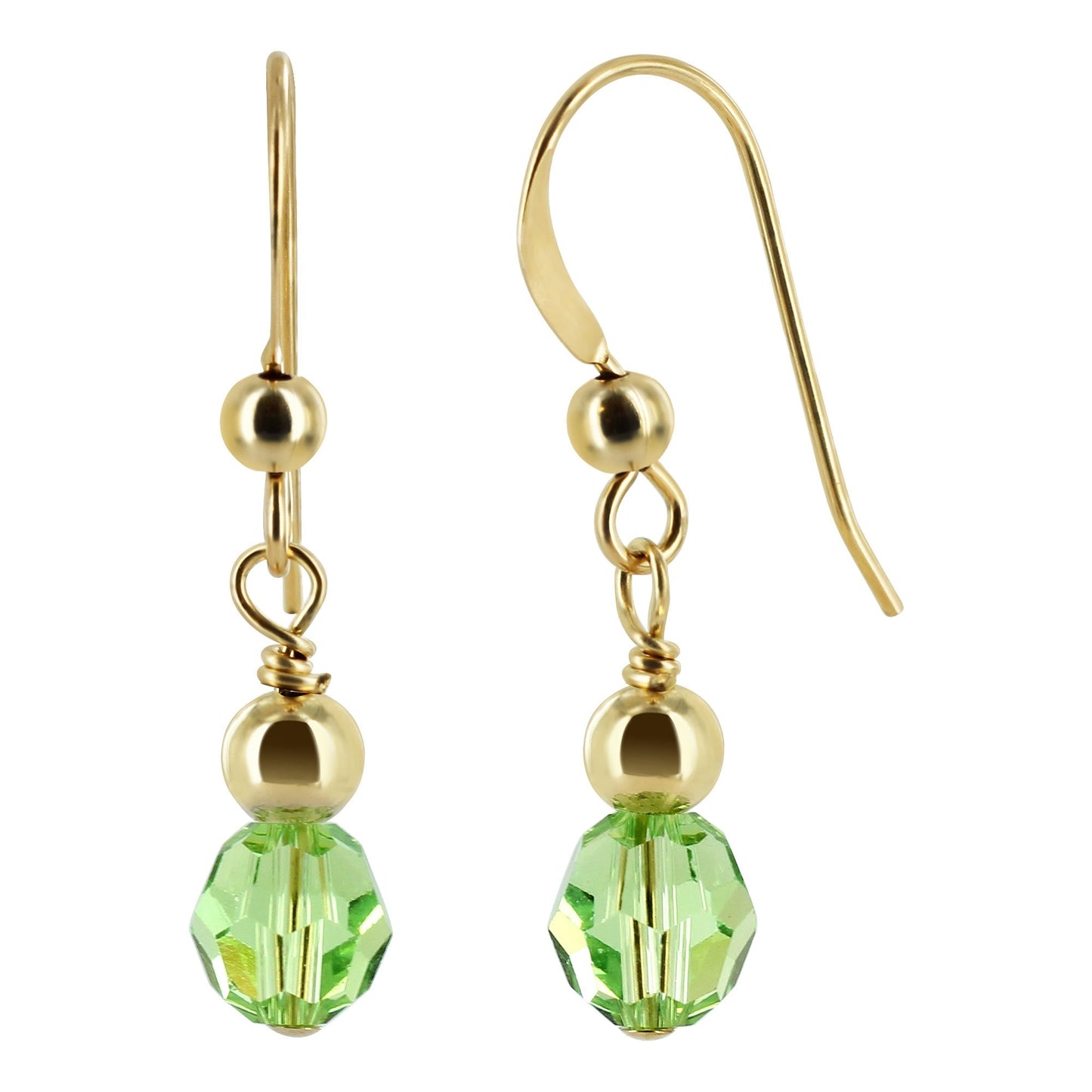 Handmade Drop Earrings with 6mm Multifaceted Round Austrian Crystals and 14k Gold-Filled