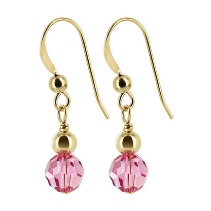 Handmade Drop Earrings with 6mm Multifaceted Round Austrian Crystals and 14k Gold-Filled