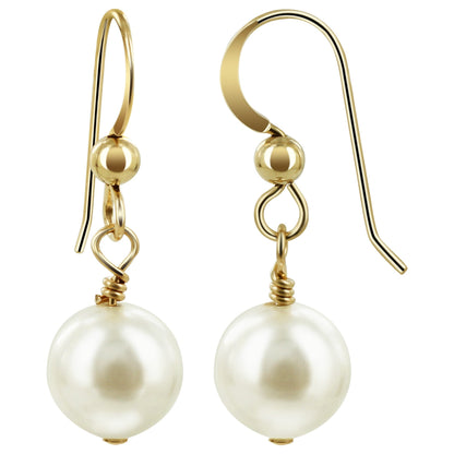 White Freshwater Pearl Gold filled Drop Earrings - Gem Avenue
