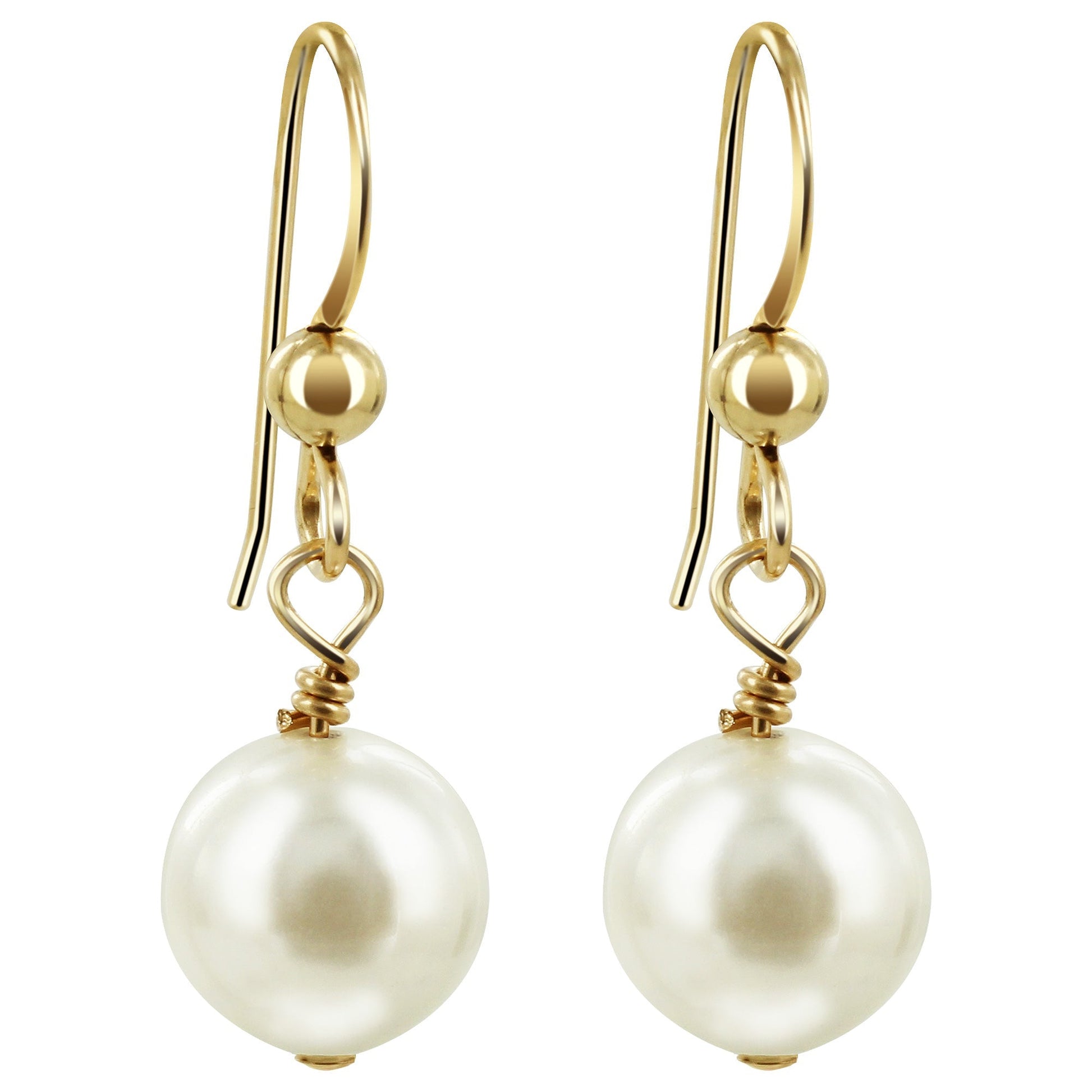 White Freshwater Pearl Gold filled Drop Earrings - Gem Avenue