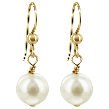 White Freshwater Pearl Gold filled Drop Earrings - Gem Avenue