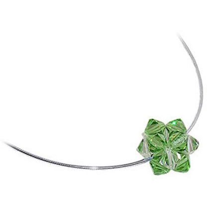 Green Austrian Crystals 925 Sterling Silver Omega Chain Necklace - Gem Avenue