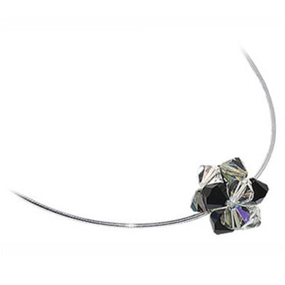 Black Austrian Crystals 925 Sterling Silver Omega Chain Necklace - Gem Avenue