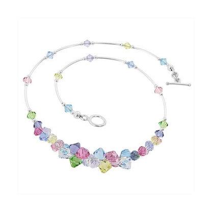 Multicolor Austrian Crystals 925 Sterling Silver Necklace - Gem Avenue