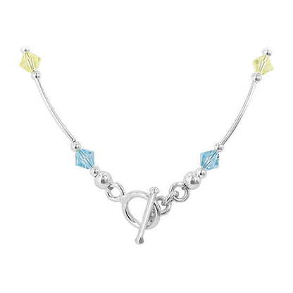 Multicolor Austrian Crystals 925 Sterling Silver Necklace - Gem Avenue