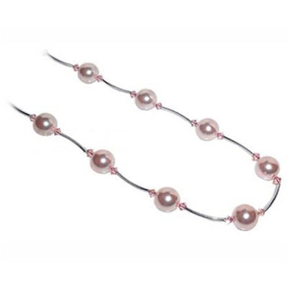 Simulated Pearl With Austrian Crystals 925 Sterling Silver Necklace - Gem Avenue