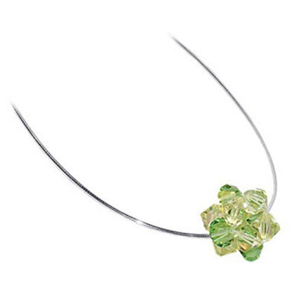 Green Austrian Crystals 925 Sterling Silver Omega Chain Necklace - Gem Avenue