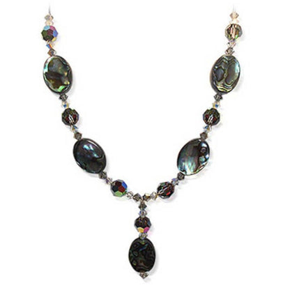 Dyed Abalone with Austrian Crystals 925 Sterling Silver Necklace - Gem Avenue
