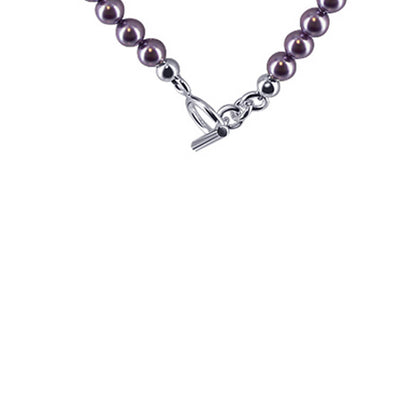 Purple Simulated Pearl & Austrian Crystals 925 Sterling Silver Necklace - Gem Avenue