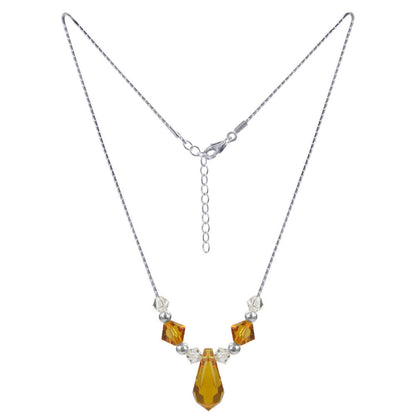 Yellow Austrian Crystals 925 Sterling Silver Necklace - Gem Avenue