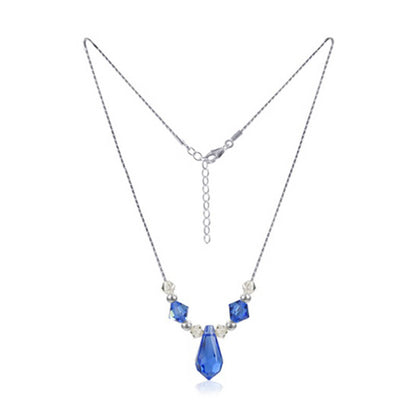 Blue Austrian Crystals 925 Sterling Silver Necklace - Gem Avenue