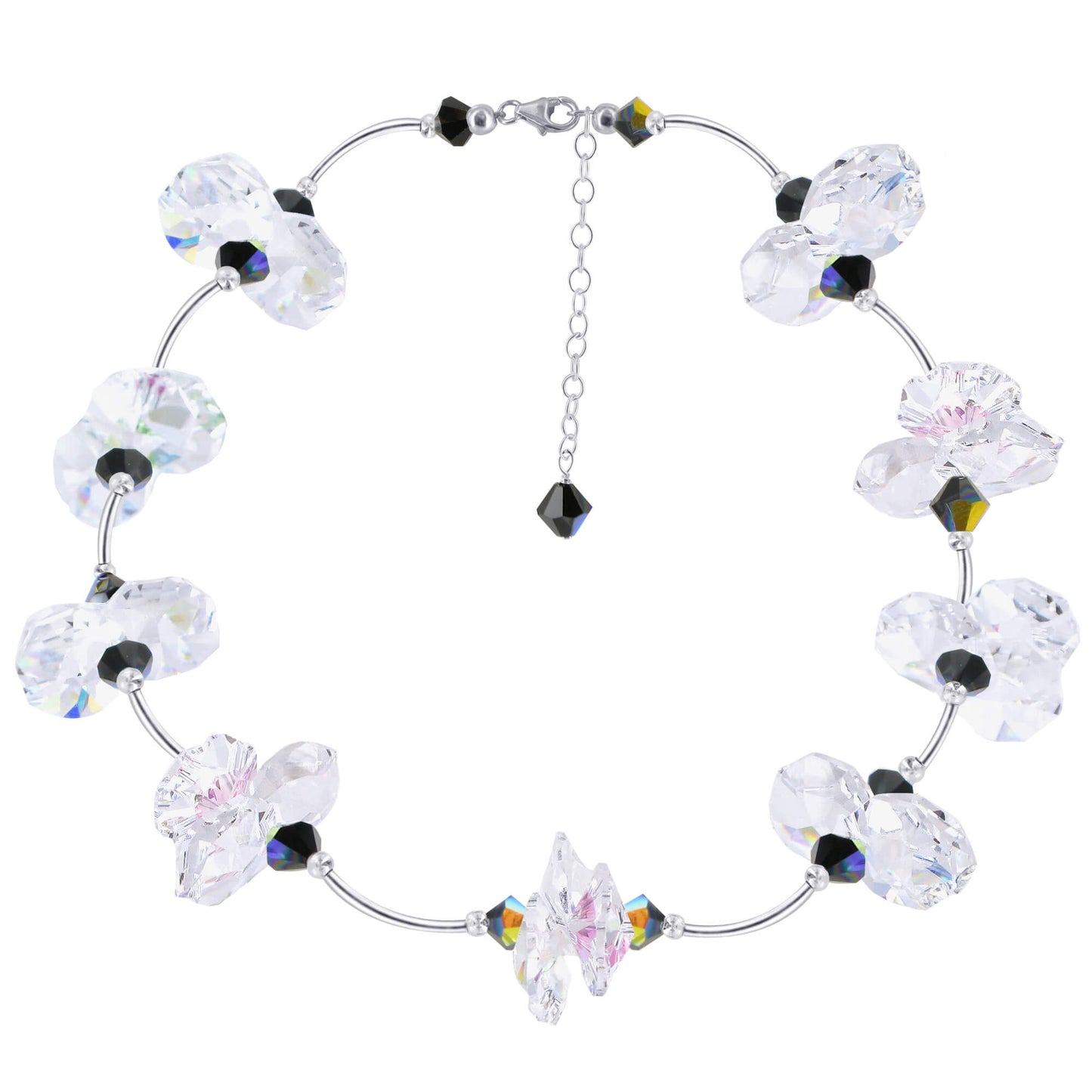 Clear Austrian Crystal Lobster Clasp 925 Sterling Silver Necklace - Gem Avenue