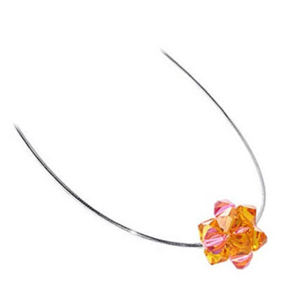 Pink & Orange Austrian Crystals 925 Sterling Silver Omega Chain Necklace - Gem Avenue