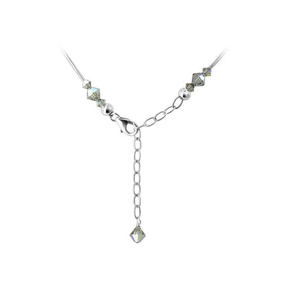 Multifaceted Grey Austrian Crystals 925 Sterling Silver Necklace - Gem Avenue