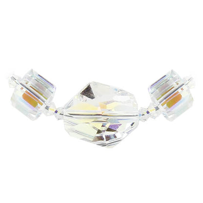 925 Sterling Silver Geometric Clear AB Austrian Crystals Necklace - Gem Avenue