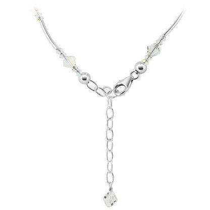 925 Sterling Silver Geometric Clear AB Austrian Crystals Necklace - Gem Avenue