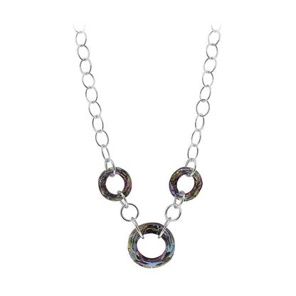 Round Vitrail Crystal .925 Sterling Silver Necklace