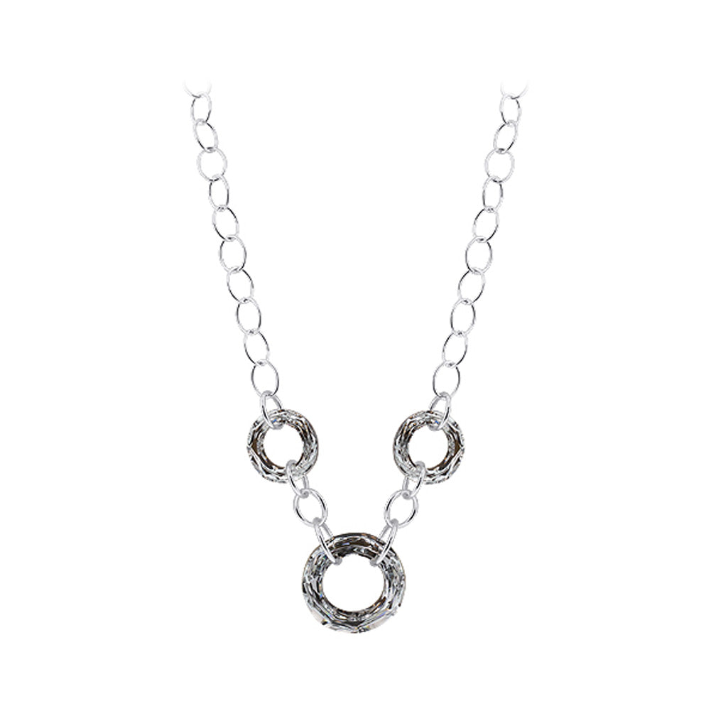 Round Vitrail Crystal .925 Sterling Silver Necklace