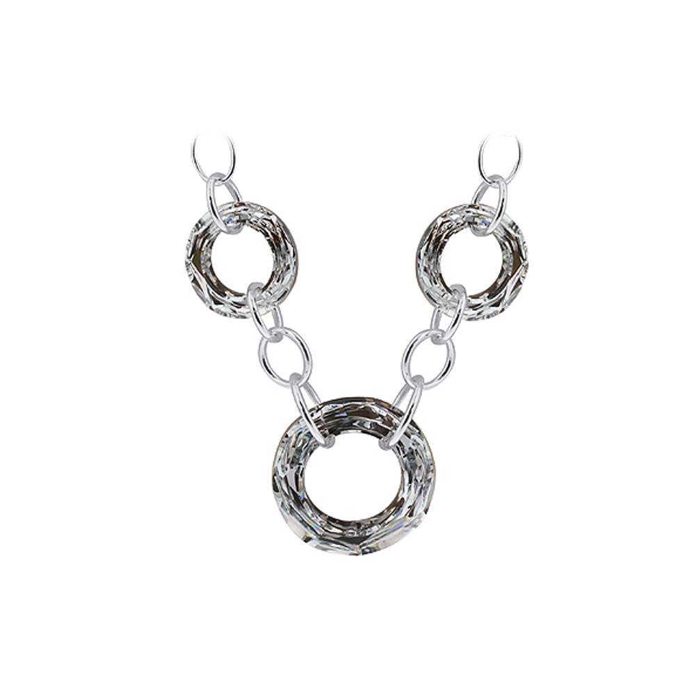 Round Vitrail Crystal .925 Sterling Silver Necklace