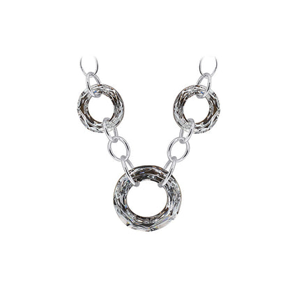 Round Vitrail Crystal .925 Sterling Silver Necklace