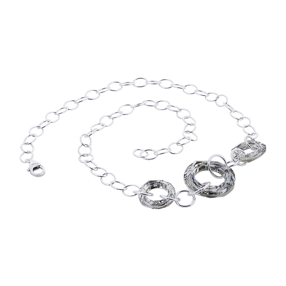 Round Vitrail Crystal .925 Sterling Silver Necklace