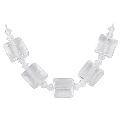 Square Austrian Clear Crystals 925 Sterling Silver Necklace - Gem Avenue