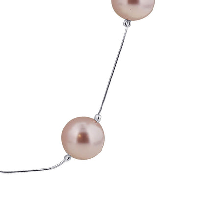 Pink Simulated Austrian Pearl 925 Sterling Silver Necklace - Gem Avenue