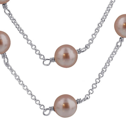 Rosaline Austrian Pearl Crystal Strands 925 Sterling Silver Necklace - Gem Avenue