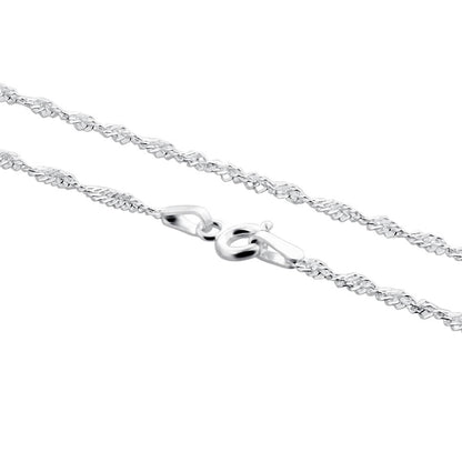 Italian 925 Sterling Silver Winding Singapore Chain Necklace - Gem Avenue