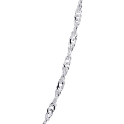 Italian 925 Sterling Silver Winding 3mm Singapore Chain Necklace