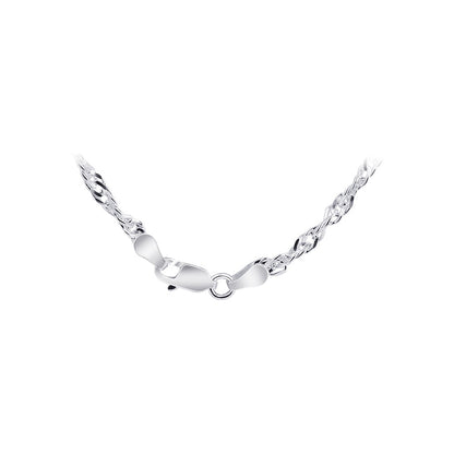 Italian 925 Sterling Silver Winding 3mm Singapore Chain Necklace