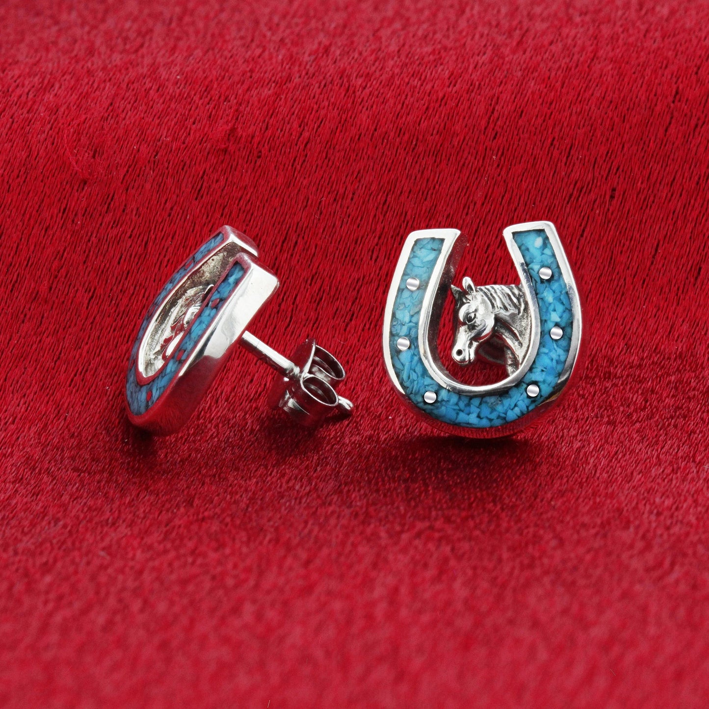 .925 Sterling Silver Southwestern Style Stud Earrings