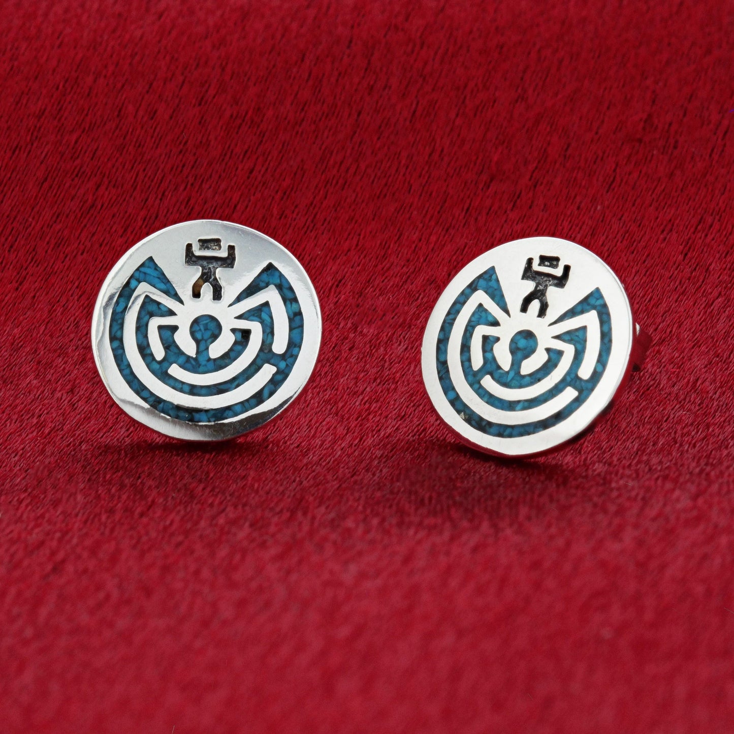 .925 Sterling Silver Southwestern Style Stud Earrings