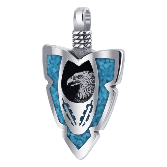 Arrowhead Blue Turquoise Gemstone Eagle 925 Sterling Silver Pendant - Gem Avenue