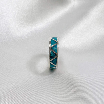 925 Sterling Silver 6mm Turquoise Gemstone Unisex Wedding Band