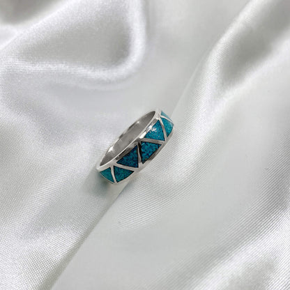 925 Sterling Silver 6mm Turquoise Gemstone Unisex Wedding Band