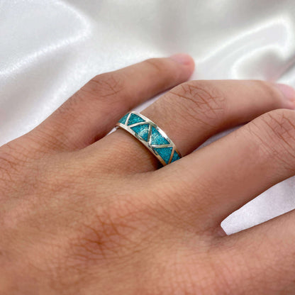 925 Sterling Silver 6mm Turquoise Gemstone Unisex Wedding Band