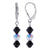 Black and Clear AB Round Austrian Crystals 925 Sterling Silver Drop Earrings - Gem Avenue